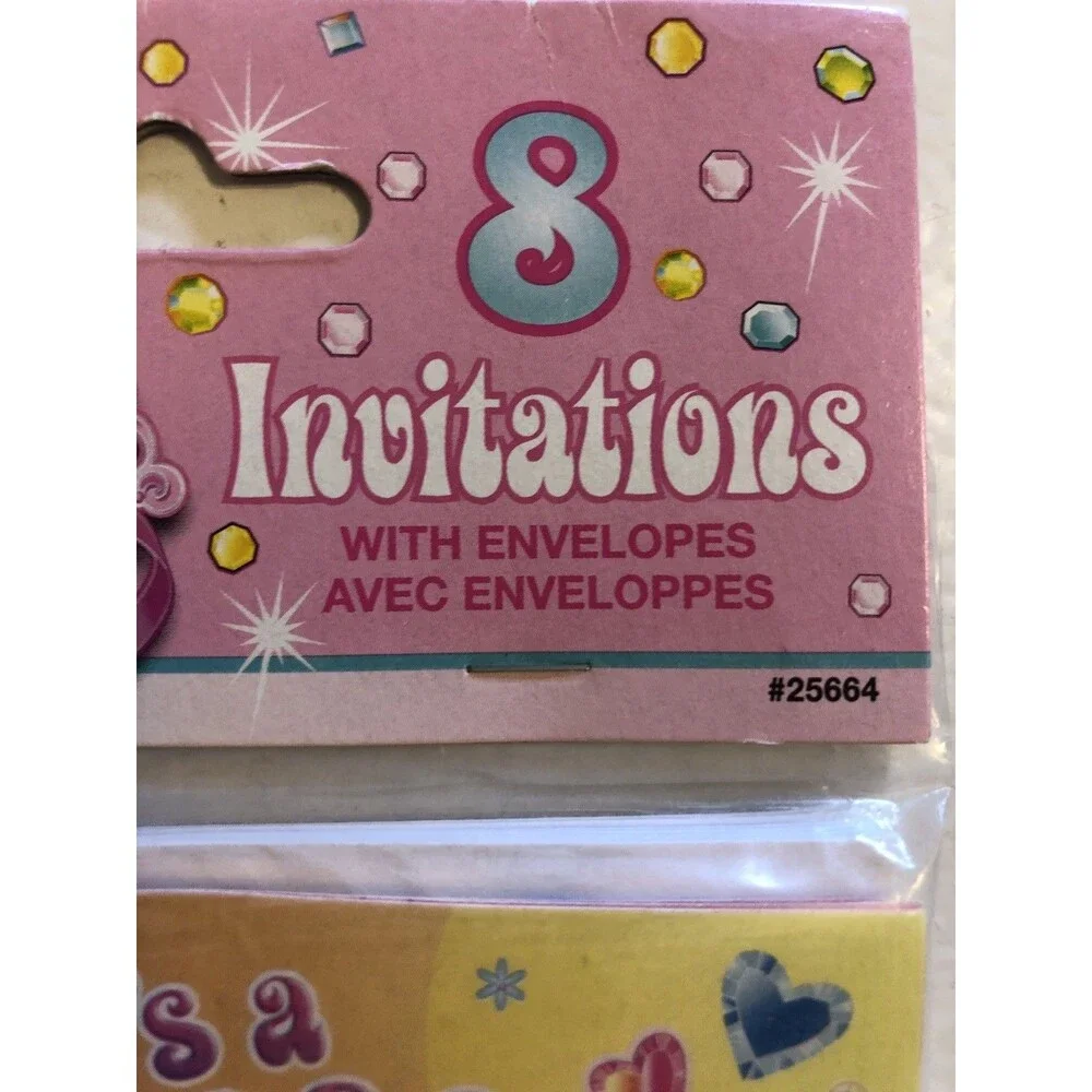 PRINCESS PARTY BIRTHDAY Invitations  3 Pack + Envelopes UNIQUE